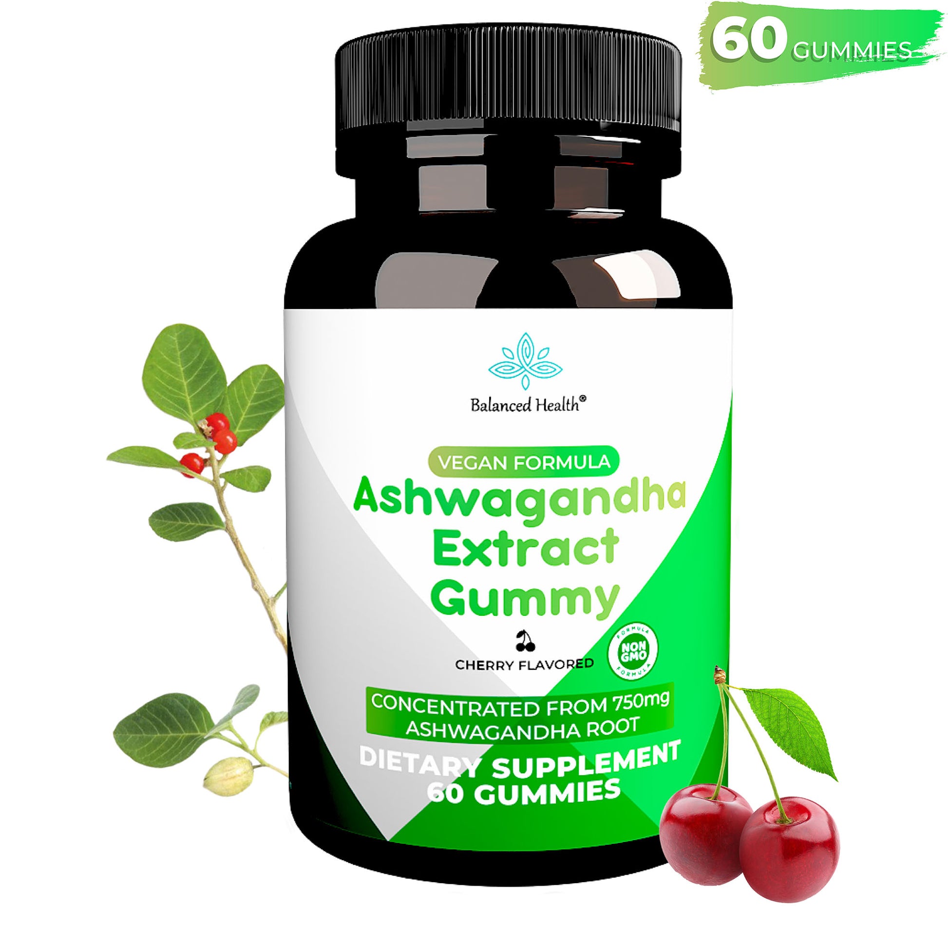 Pure Ashwagandha extract in a delicious cherry gummy.  25 mg of Ashwagandha 30:1 root extract to promote stress management and relaxation.